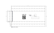 Black 16 by 27 foot ripstop steel tarp made of 14 oz vinyl, featuring a 4 by 8 foot flap, two rows of D-rings, and reinforced grommets clinched every 2 feet for secure cargo protection