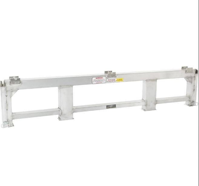 Aluminum load leveler measuring 5 inches long, 100-7/8 inches wide, and 18 inches high; 20,000-pound capacity, adjustable stake pocket post, suitable for 18-inch drop step deck trailers.