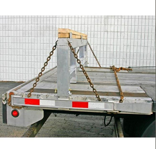 Aluminum load leveler measuring 5 inches long, 100-7/8 inches wide, and 20 inches high; 20,000-pound capacity, adjustable stake pocket post, suitable for 20-inch drop step deck trailers.