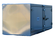 Aluminum underbody trailer tool box with mirror finish doors, measuring 18 inches high, 18 inches deep, and 60 inches wide, equipped with a paddle lock and weather-resistant rubber seal.
