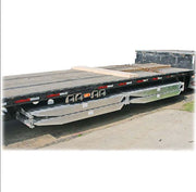 Aluminum double ramp hanger designed for 18-inch or 20-inch wide ramps; right-hand configuration, dimensions of 28.5 inches in length, 15.75 inches in width, and 5 inches in height, weighing 35 pounds. Mounting hardware not included.