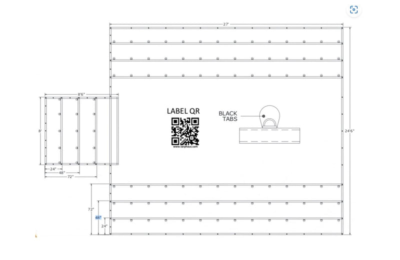 24' x 27' 11oz RipSTOP Lumber Tarp w 8' Flap Ultra-Light