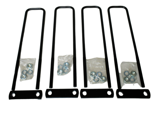 TarpHaus Cab Rack U-Bolt Install Kit featuring 4 U-bolts, tie plates, and nuts; dimensions: 19-5/8 inches long by 3-21/32 inches wide.